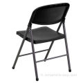 Chaise pliante Poly Performance noire avec cadre noir